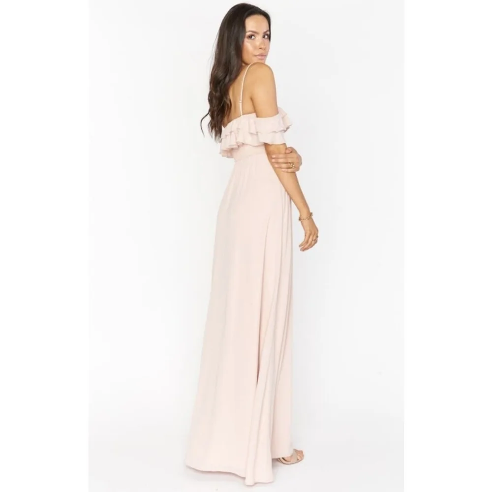 Emma Ruffle Maxi Dress ~ Dusty Blush Crisp Size XL - Picture 2 of 10